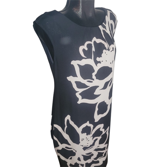 London Times Black and White Floral Shift Dress 12 - Picture 3 of 7